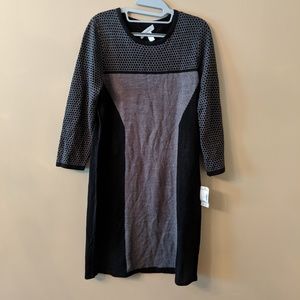 NWT- Dress Barn Black and Grey Sweater Dress